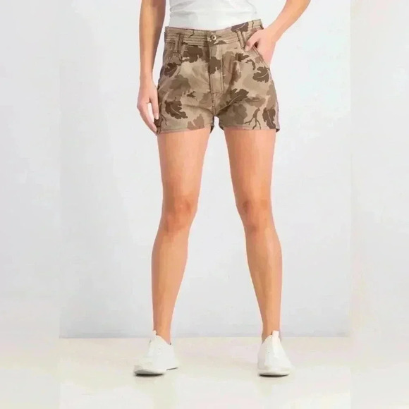 NWT Cycle Women’s Camouflage Short Olive and Brown Cotton High Rise Size 25 - Picture 1 of 16
